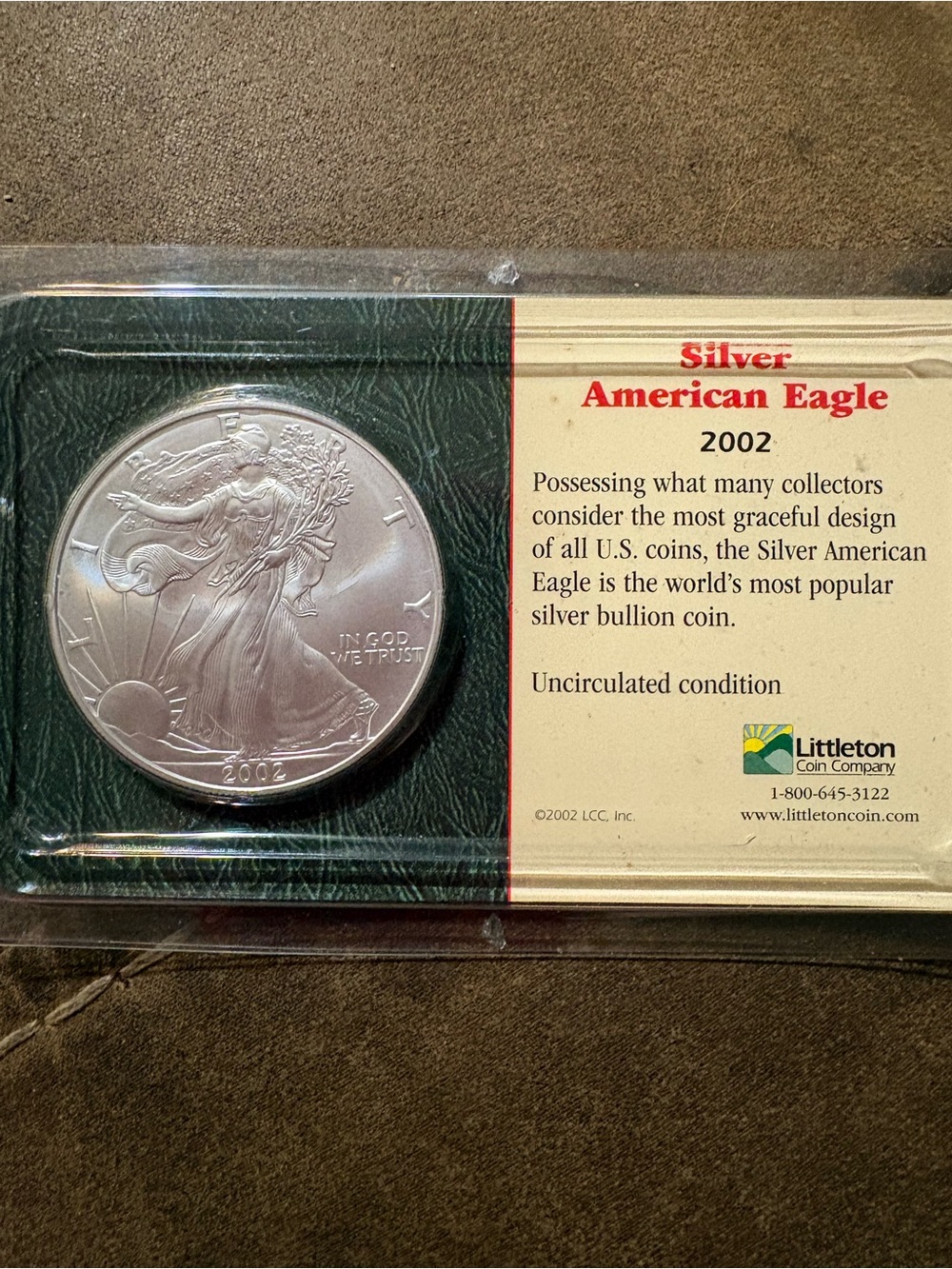 2002 American Silver Eagle-Protective Coin Display Case